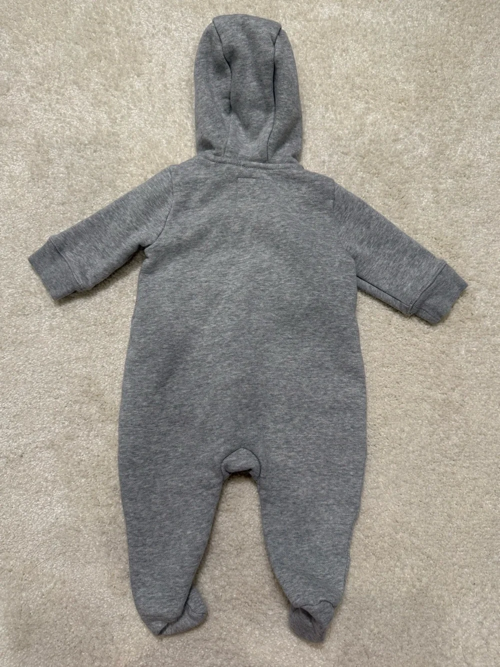 GAP Baby Gray Hooded Footed Zippered One Piece with Ears Size 0-3 Months